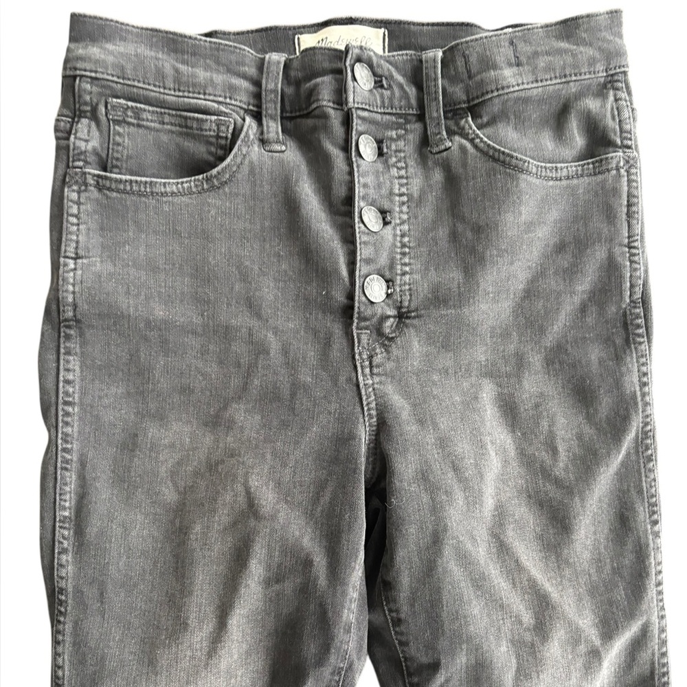 Madewell Women's 10" High-Rise Skinny Jean Black Frayed Hem Button Fly Size 26 - Picture 3 of 6